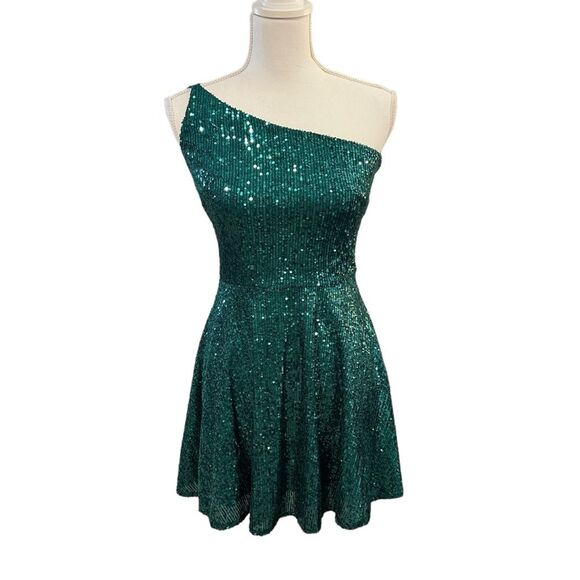 Blondie Nites Green Sequin Party Dress Sz 7 Party Cocktail Homecoming Christmas - Picture 1 of 9
